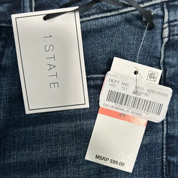 NWT 1.State Women’s Fringe Jeans Size 26 Blue - Picture 6 of 7